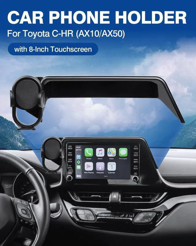 Alt view image 2 of 7 - Custom Fit for Car Phone Holder 2019-2022 Toyota C-HR CHR Accessories Phone Mount with Dash Organizer 8 Screen Cell Phone Automobile Cradles Hands-Free 360 Degree Rotation