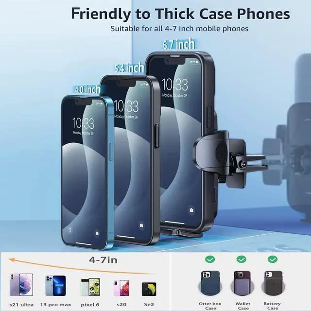 Alt view image 4 of 6 - Car Phone Holder- Hands-Free Phone Holder for Car Secure & StablePhone Holder for Car Vent with Firm Grip Fits for iPhone Cell Phone Automobile Cradles Universal - Car Cell Phone Holder