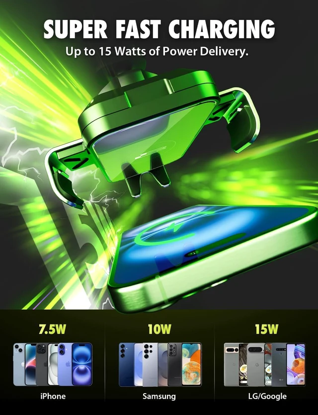 Alt view image 3 of 7 - PwrUp 15W Qi Wireless Car Charger Holder, Vent & Dash