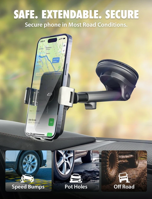 Alt view image 7 of 7 - PwrUp 15W Qi Wireless Car Charger Holder, Vent & Dash