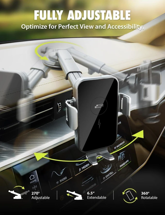 Alt view image 6 of 7 - PwrUp 15W Qi Wireless Car Charger Holder, Vent & Dash