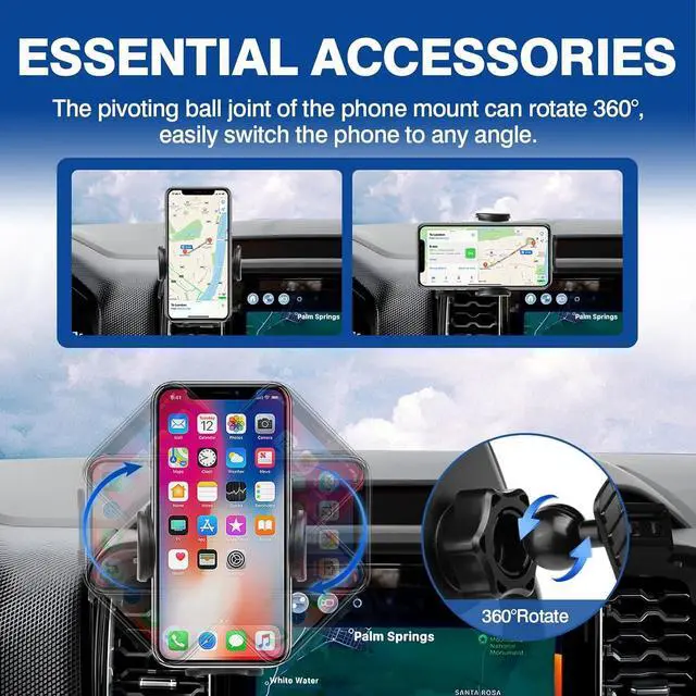Alt view image 4 of 7 - Car Phone Holder for 2024 2025 Ford Ranger Accessories Phone Mount Cell Phone Automobile Cradles Hands-Free 360 Degree Rotation