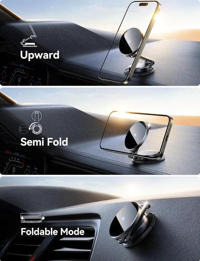 Alt view image 5 of 7 - for MagSafe Car Mount Charger [All-Metal] 15W Fast MagSafe Car Charger Hands Free Magnetic Phone Holder for Car Dashboard for iPhone 16 Pro Max Plus/iPhone 15 14 13 12 Pro Max Plus Black