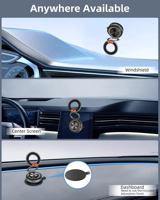 Alt view image 3 of 7 - 360° Adjustable Vacuum Suction Bracket for MagSafe Car Mount Vacuum Magnetic Phone Holder Cell Phone Holders for Your Car/Home/Travel Suction Car Mount for iPhone 16/15/14/13/12/Android