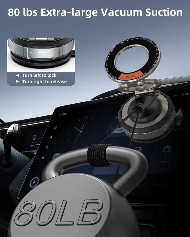 Alt view image 5 of 7 - 360° Adjustable Vacuum Suction Bracket for MagSafe Car Mount Vacuum Magnetic Phone Holder Cell Phone Holders for Your Car/Home/Travel Suction Car Mount for iPhone 16/15/14/13/12/Android