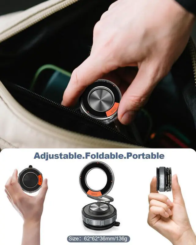 Alt view image 7 of 7 - 360° Adjustable Vacuum Suction Bracket for MagSafe Car Mount Vacuum Magnetic Phone Holder Cell Phone Holders for Your Car/Home/Travel Suction Car Mount for iPhone 16/15/14/13/12/Android
