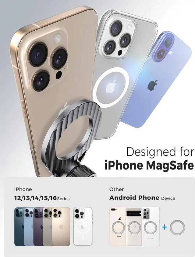 Alt view image 4 of 7 - Fits MagSafe Car Mount [2 Pack] Magnetic Phone Holder for Car Vent Strong N52 Magnets Air Vent Cell Phone Holder Clip for iPhone 16/15/ 14/13/ 12/ Pro Max
