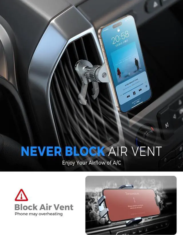 Alt view image 7 of 7 - Fits MagSafe Car Mount [2 Pack] Magnetic Phone Holder for Car Vent Strong N52 Magnets Air Vent Cell Phone Holder Clip for iPhone 16/15/ 14/13/ 12/ Pro Max
