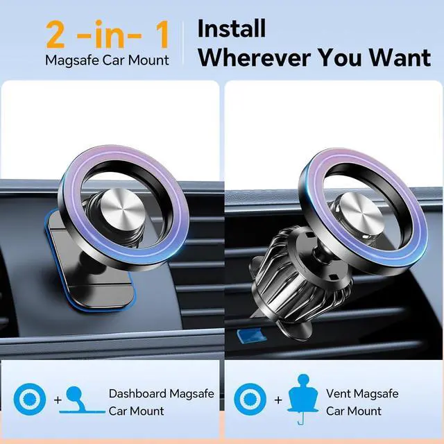 Alt view image 2 of 7 - for Magsafe Car Mount Vent20 Strong Magnetsfor iPhone Magnetic Car Mount360°Cell Phone Mount for CarHands FreeAir Vent Phone Holder for Car Accessories for Women Men iPhone 16 15 14 13 12 Plus