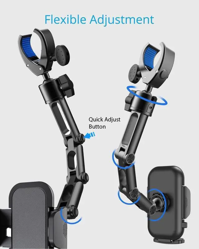 Alt view image 3 of 7 - Upgraded Phone Holder for Your Car Rear View Mirror Phone Holder - Aluminum Alloy Mount Multi-Angle Adjustment Rotatable and Retractable Compatible with 4-7 Inch iPhone and Android Phones (Black)