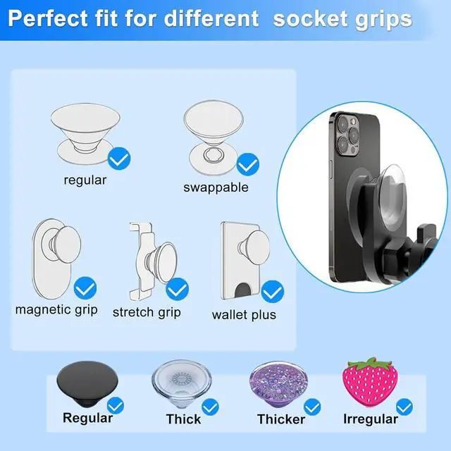 Alt view image 2 of 7 - CD Slot Car Grips Phone Holder CD Slot Phone Holder for Grip/Socket Car Mount for Pop Socket Compatible with Magsafe Wallet Black