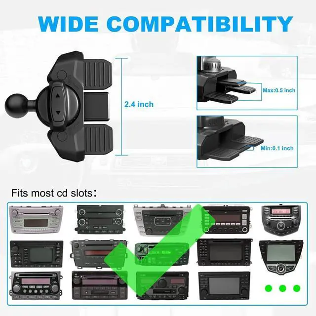 Alt view image 5 of 7 - CD Slot Car Grips Phone Holder CD Slot Phone Holder for Grip/Socket Car Mount for Pop Socket Compatible with Magsafe Wallet Black