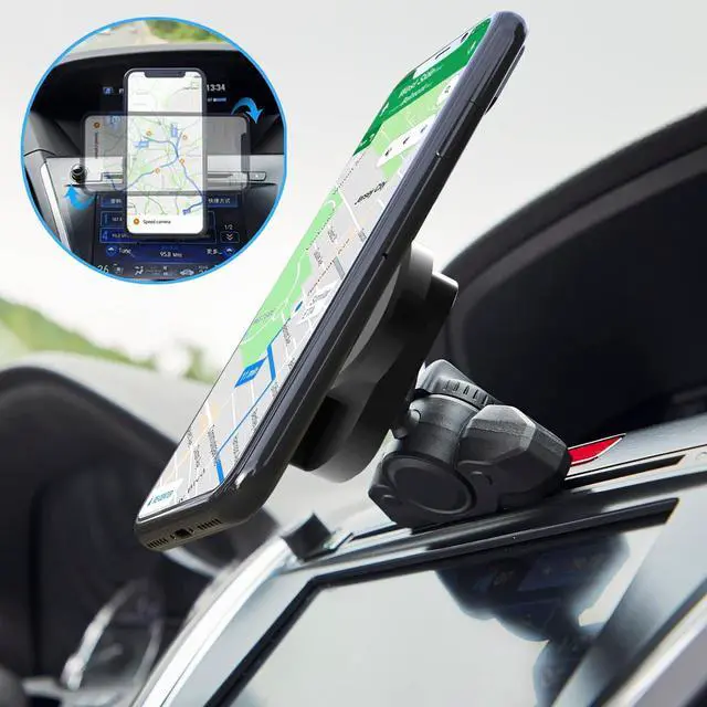 Alt view image 4 of 7 - CD Slot Car Grips Phone Holder CD Slot Phone Holder for Grip/Socket Car Mount for Pop Socket Compatible with Magsafe Wallet Black