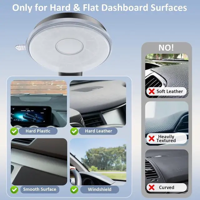 Alt view image 2 of 7 - Socket Phone Dashboard Mount: Suction Cup Cell Phone Holder fits Dash Windshield Window - Black Universal Car Automobile Cradle for iPhone 16  Smartphone (Socket Grip Not Included)
