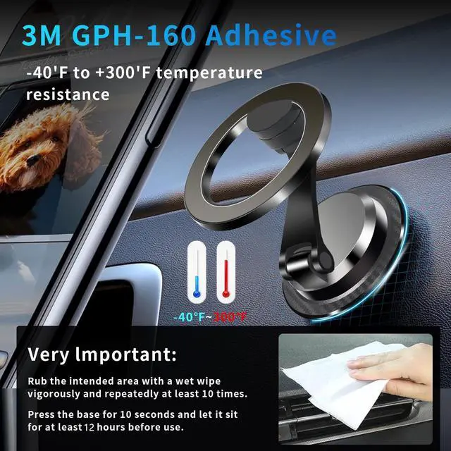 Alt view image 5 of 7 - YAOKEE Magnetic Car Phone Holder for Magsafe [N55 Strong Magnets] 360°Rotation Dashboard Magnetic Phone Holder for Car Folding Cell Phone Car Mount Car Mount for iPhone 16 15 14 13 Pro Max