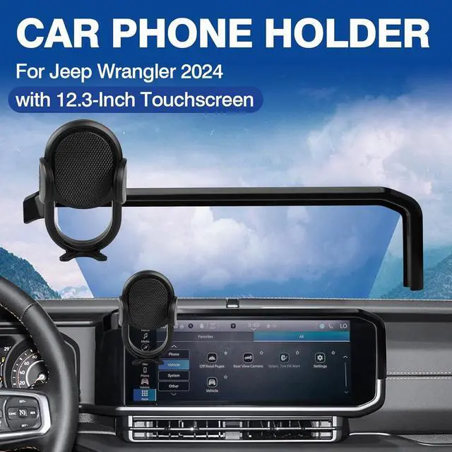 Alt view image 2 of 7 - Autorder Car Phone Holder for 2024 2025 Jeep Wrangler JL/Gladiator JT Accessories Phone Mount 12.3-Inch Screen Cell Phone Automobile Cradles 360 Degree Rotation