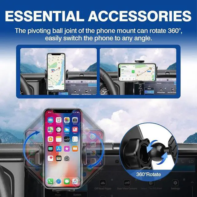 Alt view image 4 of 7 - Autorder Car Phone Holder for 2024 2025 Jeep Wrangler JL/Gladiator JT Accessories Phone Mount 12.3-Inch Screen Cell Phone Automobile Cradles 360 Degree Rotation