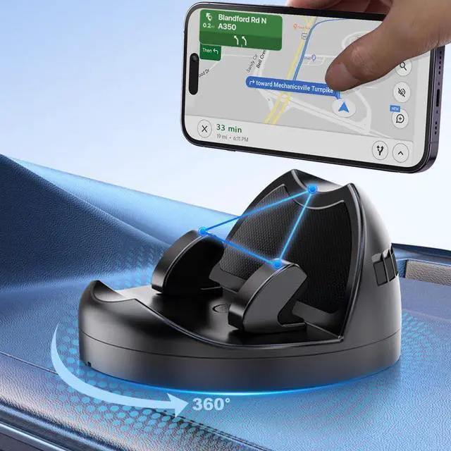 Main image of Quick Install Dashboard Car Phone Holder 360 Degree Rotation Car Phone Mount Car Mount for iPhone Android Car Dashboard Phone Holder Sturdy Dash Cell Phone Holders for Your Car