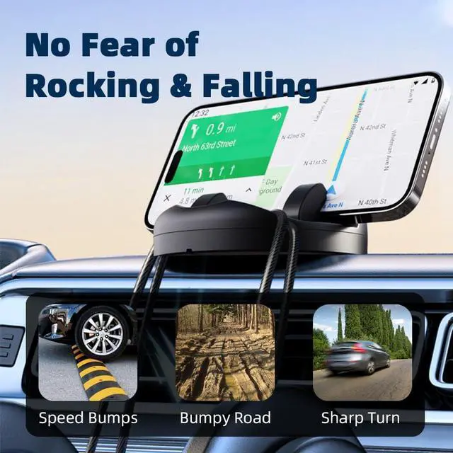 Alt view image 2 of 7 - Quick Install Dashboard Car Phone Holder 360 Degree Rotation Car Phone Mount Car Mount for iPhone Android Car Dashboard Phone Holder Sturdy Dash Cell Phone Holders for Your Car