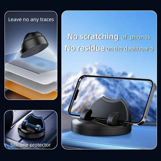 Alt view image 4 of 7 - Quick Install Dashboard Car Phone Holder 360 Degree Rotation Car Phone Mount Car Mount for iPhone Android Car Dashboard Phone Holder Sturdy Dash Cell Phone Holders for Your Car