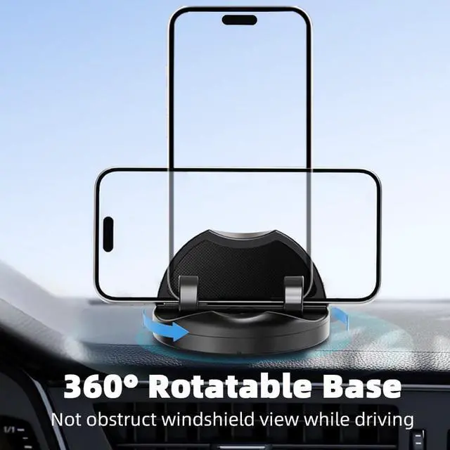 Alt view image 5 of 7 - Quick Install Dashboard Car Phone Holder 360 Degree Rotation Car Phone Mount Car Mount for iPhone Android Car Dashboard Phone Holder Sturdy Dash Cell Phone Holders for Your Car