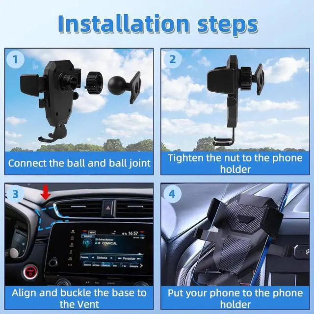 Alt view image 6 of 6 - Car Phone Mount for Honda CRV CR-V 2017 2018 2019-2020 2021 2022 Accessories 5th Gen CRV Custom Air Vent Phone Holder Auto Lock Hands Free 360° Rotation Cell Phone Automobile Cradles