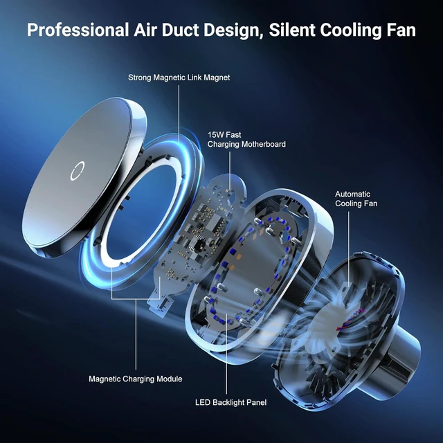Alt view image 2 of 7 - for Magnetic Cup Holder Charger, 360° Rotating Wireless Magnetic Car Charger, Fast Charging Phone Holder for iPhone 17 16 15 14 13 12 and Galaxy S20 Above Series [With QC 3.0 Adapter