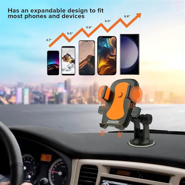 Alt view image 5 of 7 - Phone Mount for Cars 3-in-1 Phone Holder Suction Dashboard Windshield & Vent Mount 360° Rotation Fits iPhone Max Android and All Smartphones 3.5 inch Grip Quick Release Button