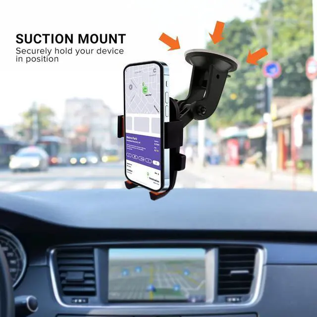 Alt view image 6 of 7 - Phone Mount for Cars 3-in-1 Phone Holder Suction Dashboard Windshield & Vent Mount 360° Rotation Fits iPhone Max Android and All Smartphones 3.5 inch Grip Quick Release Button