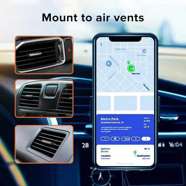 Alt view image 7 of 7 - Phone Mount for Cars 3-in-1 Phone Holder Suction Dashboard Windshield & Vent Mount 360° Rotation Fits iPhone Max Android and All Smartphones 3.5 inch Grip Quick Release Button