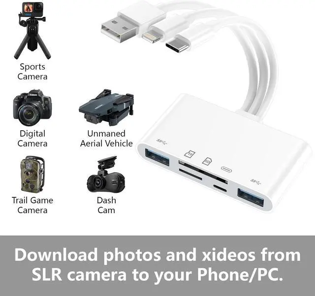 Alt view image 4 of 7 - [ MFi Certified] SD Card Reader for iPhone Memory Card Reader USB OTG Adapter & SD Card Reader for iPhone/iPad USB C and USB A Devices with Micro SD & Card Slots Supports Micro SD/SDHC/SDXC