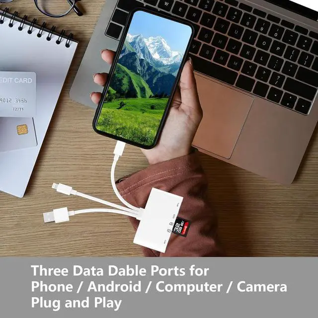 Alt view image 5 of 7 - [ MFi Certified] SD Card Reader for iPhone Memory Card Reader USB OTG Adapter & SD Card Reader for iPhone/iPad USB C and USB A Devices with Micro SD & Card Slots Supports Micro SD/SDHC/SDXC