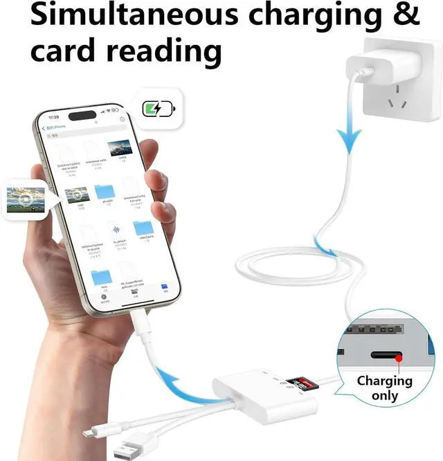 Alt view image 6 of 7 - [ MFi Certified] SD Card Reader for iPhone Memory Card Reader USB OTG Adapter & SD Card Reader for iPhone/iPad USB C and USB A Devices with Micro SD & Card Slots Supports Micro SD/SDHC/SDXC