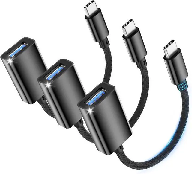 Main image of USB C to USB 3.0 Adapter [3 Pack] USBA Female to USBC Male OTG Cable Thunderbolt 3 to Type C Adapter Compatible with i-Phone 16 15 Pro Max Mac-Book Pro/Air S25/S24/S23 Black