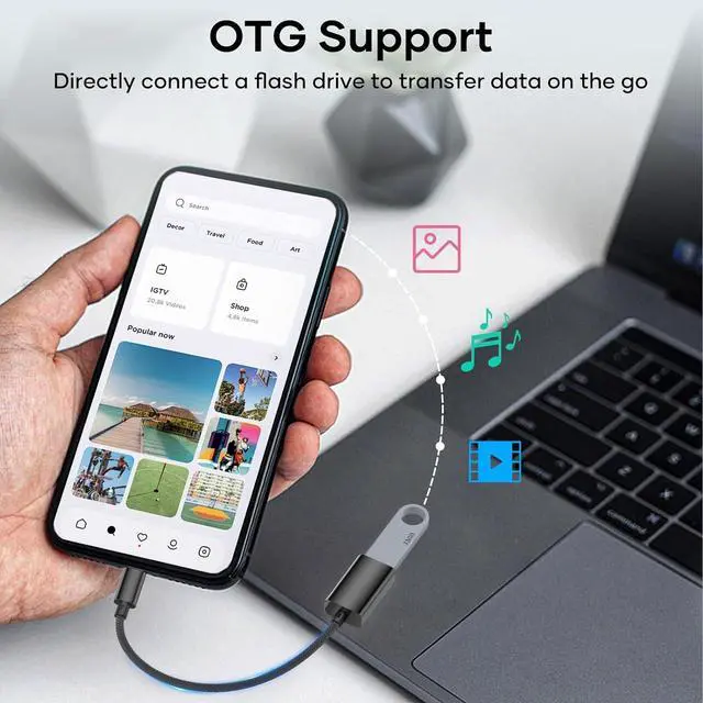 Alt view image 3 of 7 - USB C to USB 3.0 Adapter [3 Pack] USBA Female to USBC Male OTG Cable Thunderbolt 3 to Type C Adapter Compatible with i-Phone 16 15 Pro Max Mac-Book Pro/Air S25/S24/S23 Black