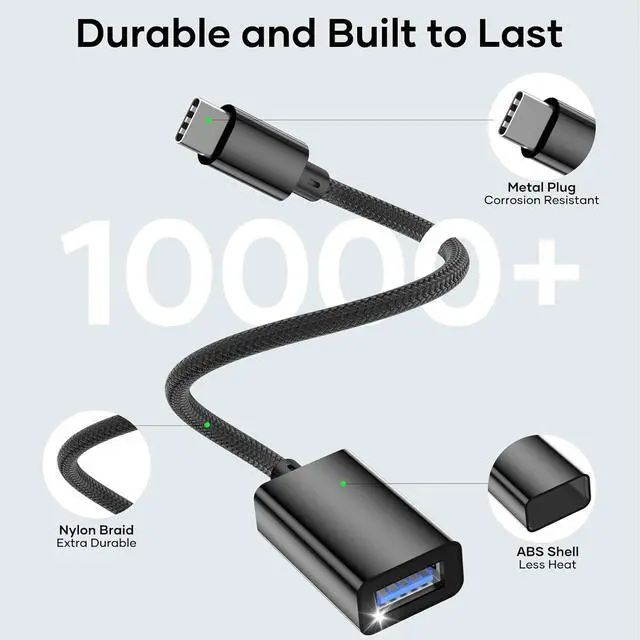 Alt view image 7 of 7 - USB C to USB 3.0 Adapter [3 Pack] USBA Female to USBC Male OTG Cable Thunderbolt 3 to Type C Adapter Compatible with i-Phone 16 15 Pro Max Mac-Book Pro/Air S25/S24/S23 Black
