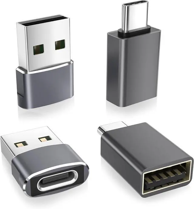 Main image of USB to USB C Adapter with C Male to 3.0 Female Charger 4Pack Thunderbolt 4 OTG Converter for MacBook iPhone 16 16e 15 14 13 Plus Pro Max  Galaxy AI S25 S24 23 Ultra iPad Air AirPods