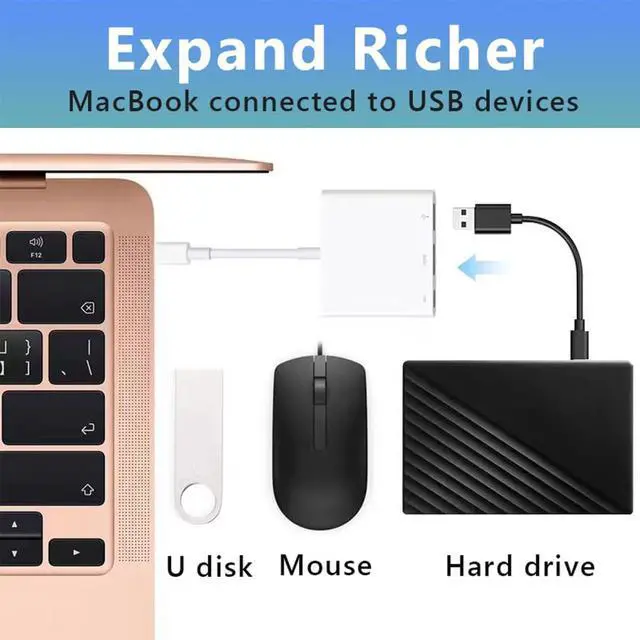Alt view image 3 of 6 - USB-C Digital AV Adapter for iPhone 15 Multiport AV Adapter with 4K HDMI Output & USB-C Charging Port Compatible for MacBook Pro iPad Air