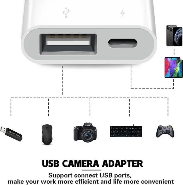 Alt view image 3 of 7 - [ MFi Certified] Lightning to USB Camera Adapter with Charging Port for iPhone USB3 Female OTG Adapter Compatible with iPhone/iPad Card Readers USB Flash Drives Keyboards Mice