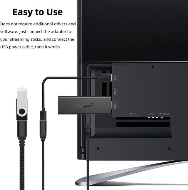 Alt view image 4 of 6 - 2 Pack OTG Cable Adapter for Fire TV Stick 4K Powered Micro USB to USB OTG Cable for Android Phone Tablet and More Host Devices with Micro USB (Black)