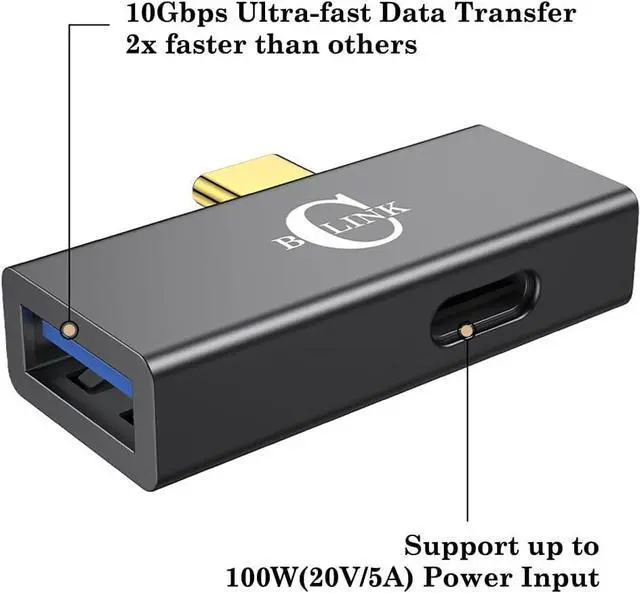 Alt view image 3 of 7 - BCLINK 2-in-1 USB C to USB 3.1 Adapter with 100W Charging Port Thunderbolt 4/3 OTG Converter for Meta Quest 2 iPhone 15 MacBook iMac iPad and More - Space Gray