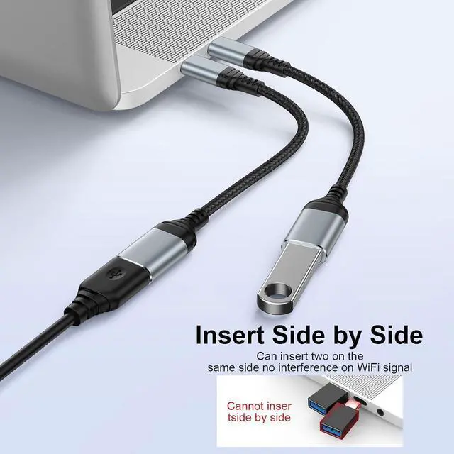 Alt view image 4 of 7 - USB C to USB 3.0 Adapter OTG Adapter for Android iPhone 16e/16/16 Pro/16 Pro Max/16 Plus/15/15 Pro/15 Pro Max/15 Plus Type C Male to USB Female OTG Cable for  Galaxy S25 MacBook Pro Camera