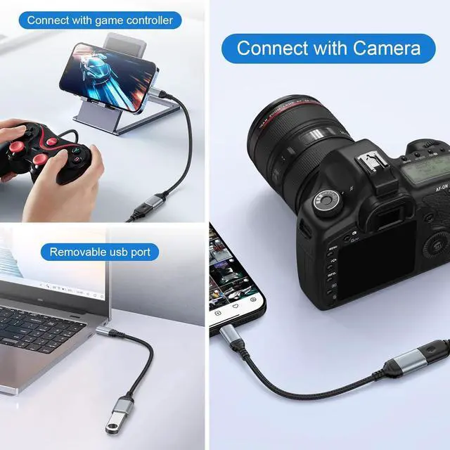 Alt view image 6 of 7 - USB C to USB 3.0 Adapter OTG Adapter for Android iPhone 16e/16/16 Pro/16 Pro Max/16 Plus/15/15 Pro/15 Pro Max/15 Plus Type C Male to USB Female OTG Cable for  Galaxy S25 MacBook Pro Camera