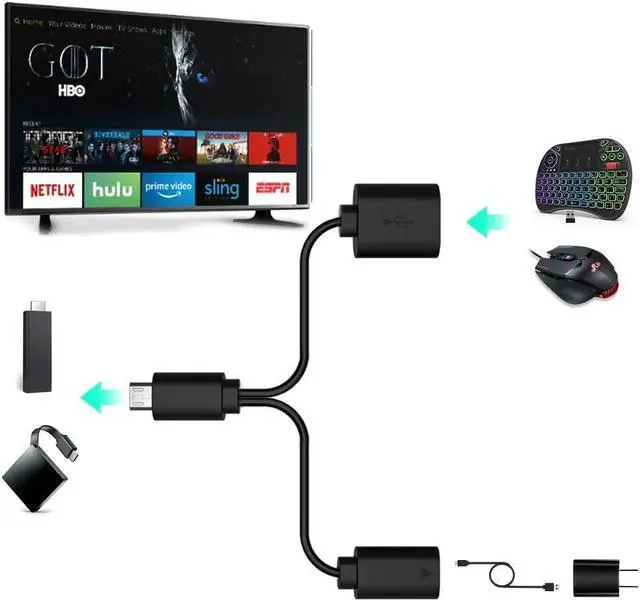 Alt view image 3 of 5 - Micro USB Host OTG Adapter Cable Micro USB to USB for Smart TV Compatible Keyboards  Keyboards and Nintendo Switch SNES NES Classic (Modern)