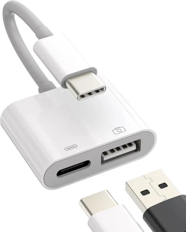 Main image of USB-C to USB Adapter(2in1) OTG Charger Dongle Type Cable Accessories Thunderbolt Compatible for Galaxy S20 S21 S22 FE S23 Ultra Note10 S10  iPhone15 ipad 10Air4/5mini6Pro 12.9 MacBook LG