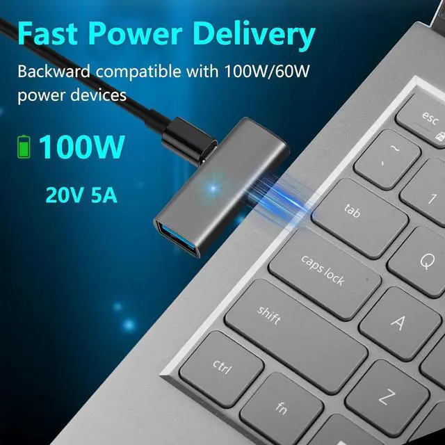 Alt view image 5 of 7 - USB C to USB 3.2 10Gbps Type C to USB A Female OTG Adapter and 100W PD Power Supply Adapter for Laptop Tablet Phone - Grey