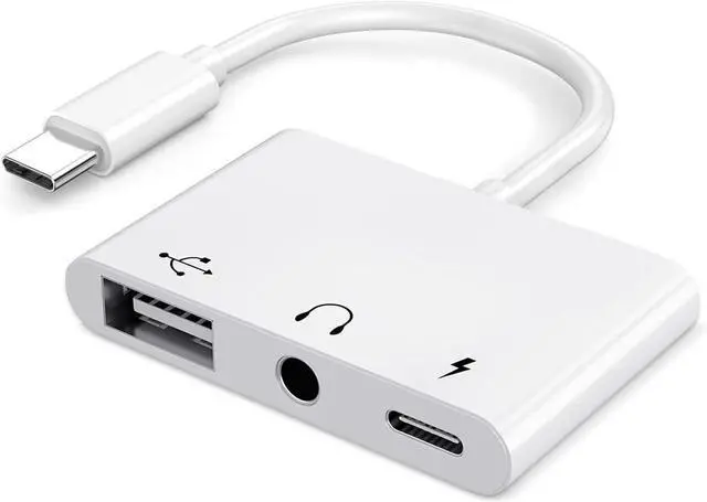 Main image of USB C to USB OTG Adapter 3 in 1 AUX to USB C Adapter with 3.5mm Headphone Jack + OTG + 60W PD Fast Charging Port Compatible with iPhone 15/16 iPad Pro MacBook and More