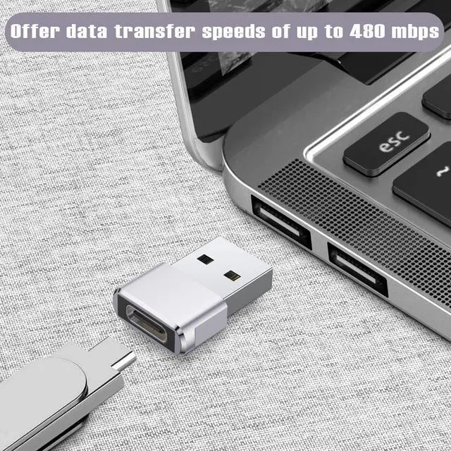 Alt view image 4 of 5 - USB to USB C Adapter 2 Pack Type C Female to A Male OTG Converter for  Watch Ultra iWatch 7 8 SE iPhone 16 15 14 13 12 11 Plus Pro Max AirPods iPad Air 4 5 Mini 6 Galaxy S24 S23 S22
