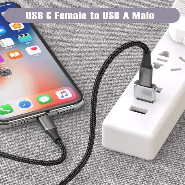 Alt view image 2 of 5 - USB to USB C Adapter 2 Pack Type C Female to A Male OTG Converter for  Watch Ultra iWatch 7 8 SE iPhone 16 15 14 13 12 11 Plus Pro Max AirPods iPad Air 4 5 Mini 6 Galaxy S24 S23 S22