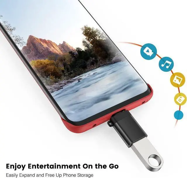 Alt view image 4 of 7 - Micro USB to USB 3.0 Adapter (2 Pack) with Lanyard Micro USB Male to USB-A Female OTG Adapter Compatible with  S7 S6 OTG Micro Devices Flash Drive Keyboard (Black)